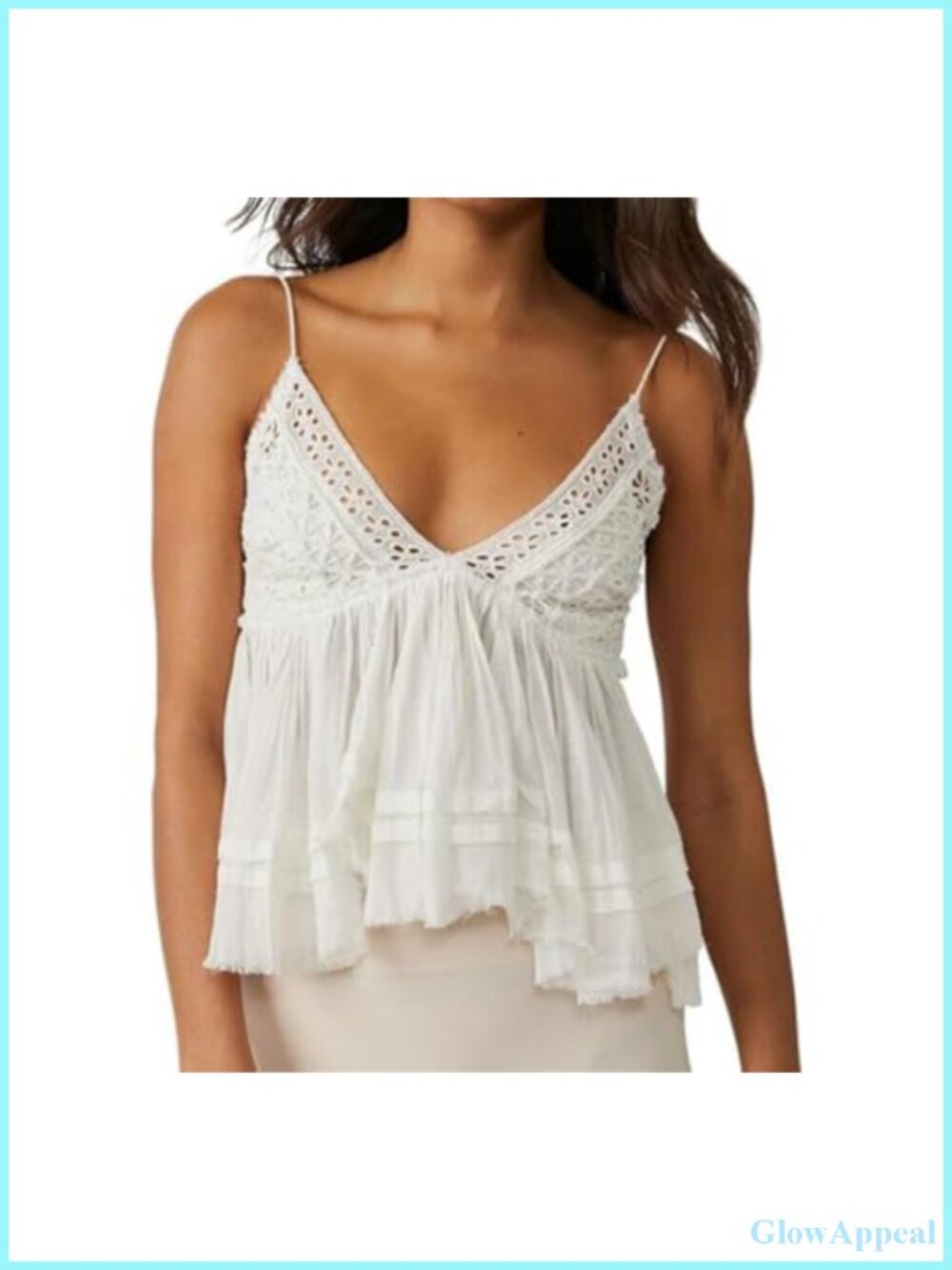 V Neck Peplum Cami Spaghetti Strap Ruffle Hem Y2K Tank Top
